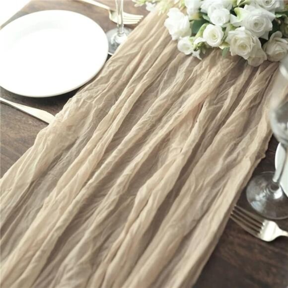 12 Pack Beige Cheesecloth Table Runner 10ft Boho Gauze Cheese Cloth Table - Picture 3 of 7